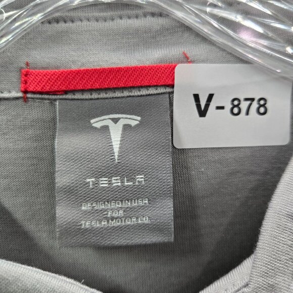 Tesla Men Shirt 2XL Gray Logo Embroidered Short Sleeve - Picture 2 of 10